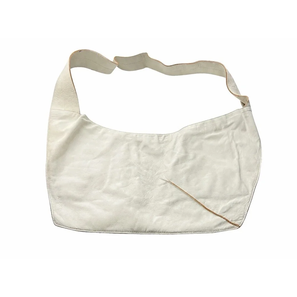 Vintage DKNY White Leather Slouchy Hobo Shoulder Bag